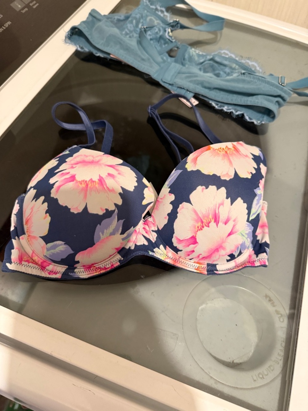 PINK Victoria's Secret Navy Bra with Pink Floral Print 34b